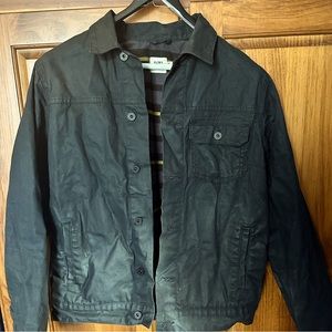 Find and tinder  lined waxed trucker jacket